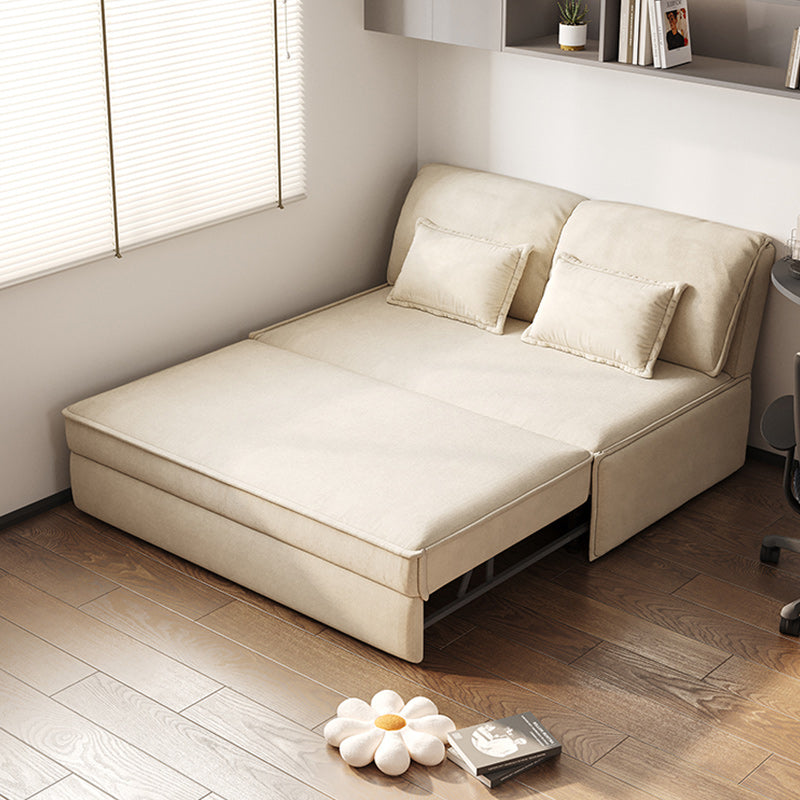 32" Wide Scandinavian Futon Sofa Bed Leather White Futon Sleeper Sofa without Stroage