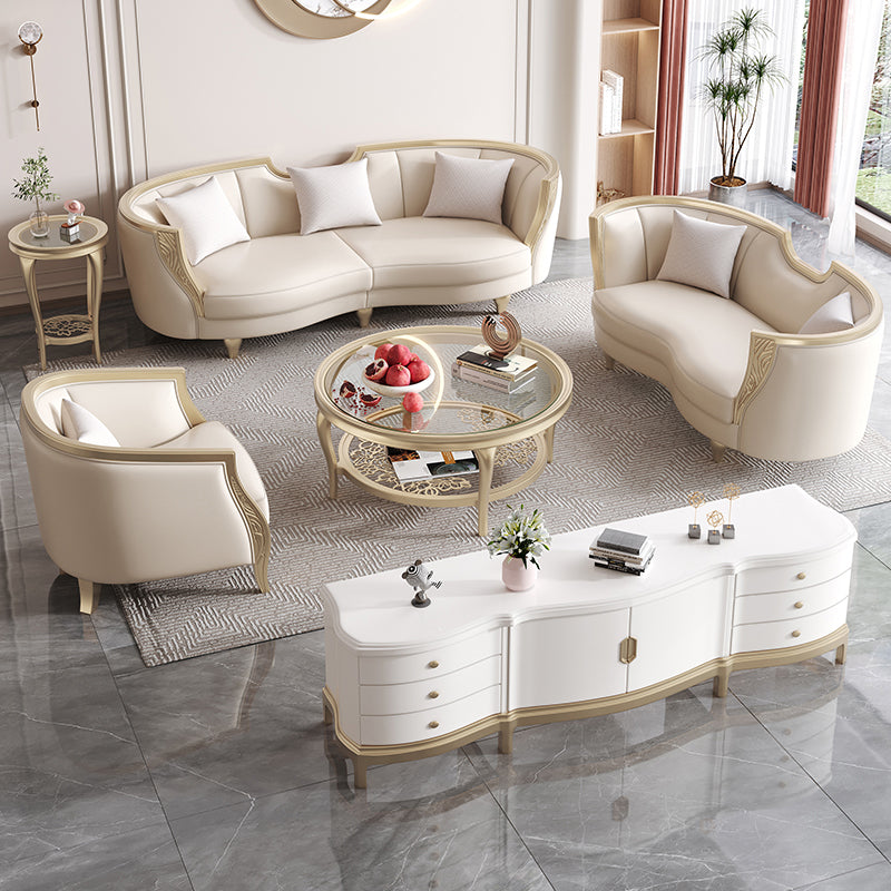 Scandinavian Living Room Sofa Genuine Leather Tuxedo Arm Seating