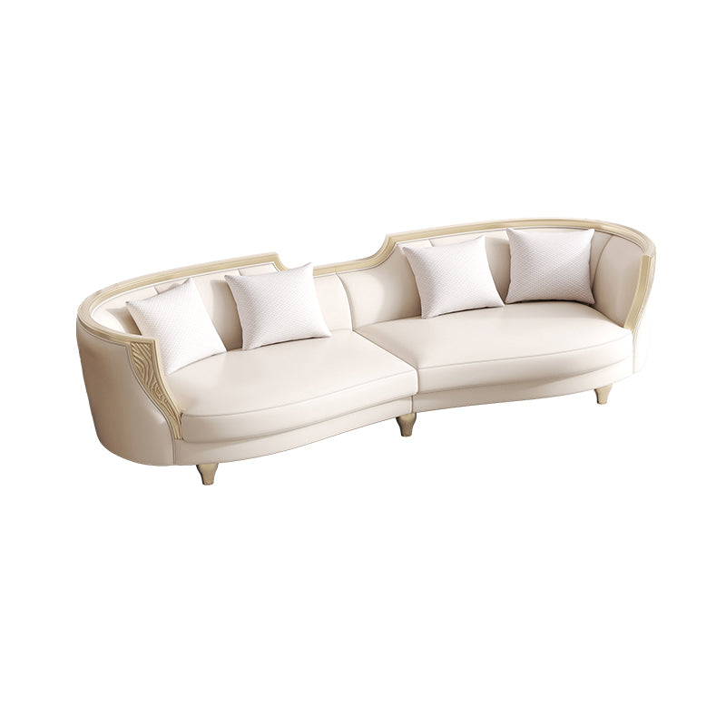 Scandinavian Living Room Sofa Genuine Leather Tuxedo Arm Seating