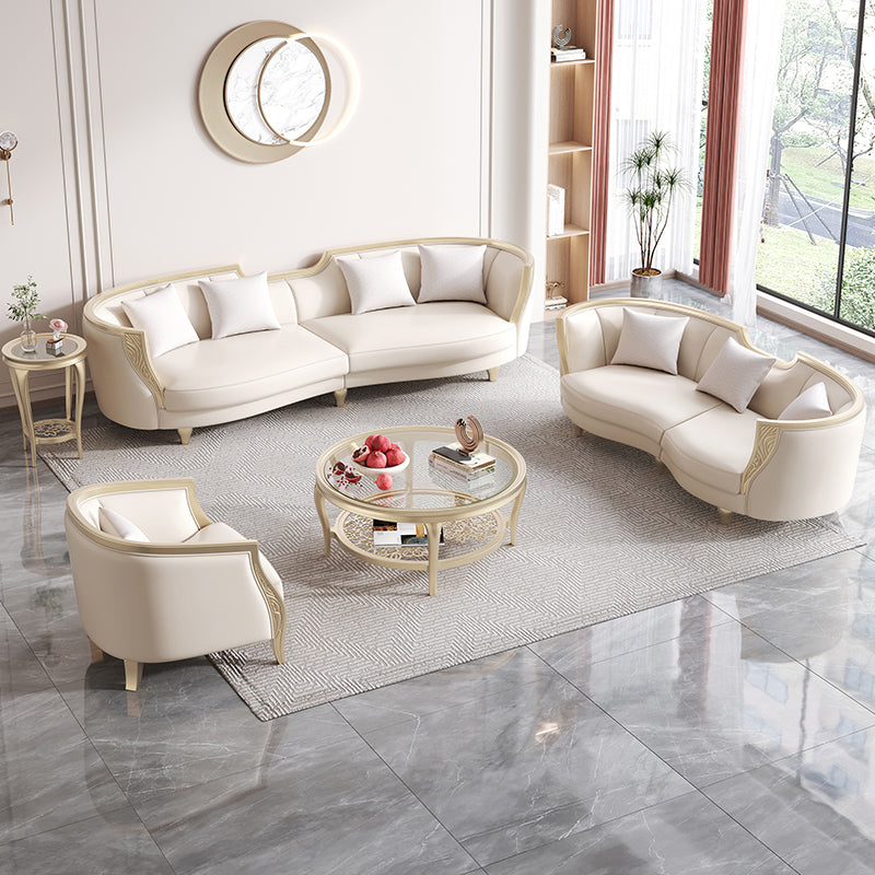 Scandinavian Living Room Sofa Genuine Leather Tuxedo Arm Seating