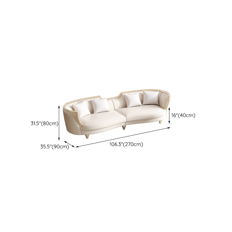 Scandinavian Living Room Sofa Genuine Leather Tuxedo Arm Seating