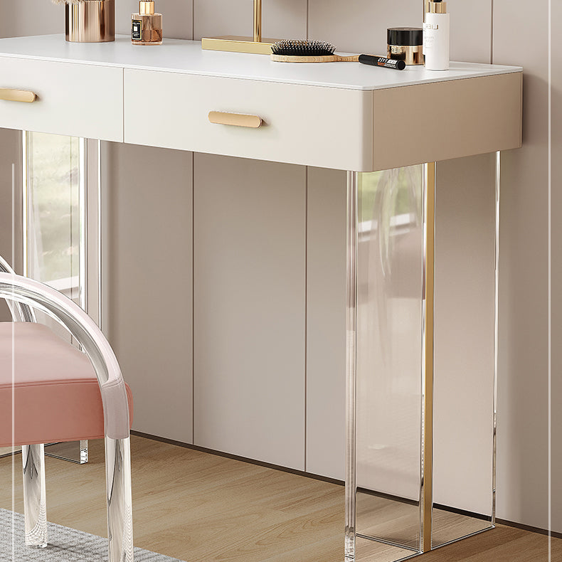 Contemporary Vanity Dressing Table with Stone Top and Acrylic Base