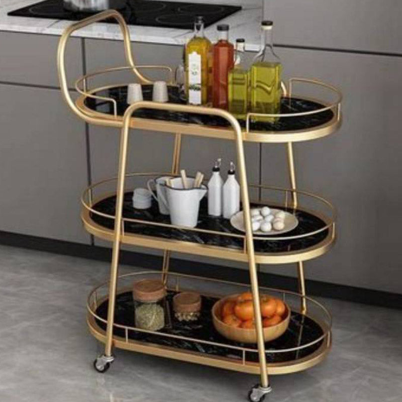 Rolling Modern Prep Table Home Dining Marble Kitchen Trolley