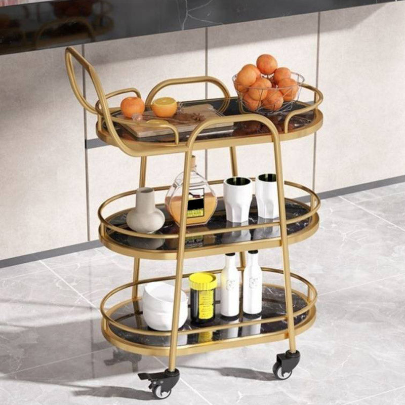 Rolling Modern Prep Table Home Dining Marble Kitchen Trolley