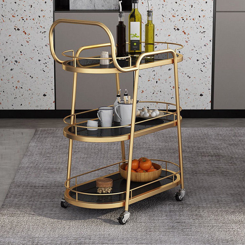 Rolling Modern Prep Table Home Dining Marble Kitchen Trolley
