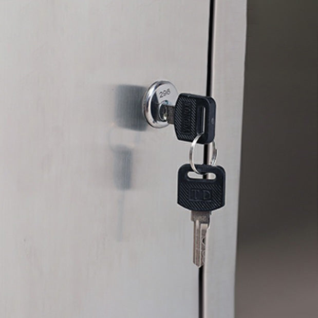 Silver Storage Cabinet with Hinged Doors Contemporary Steel Indoor Cabinet