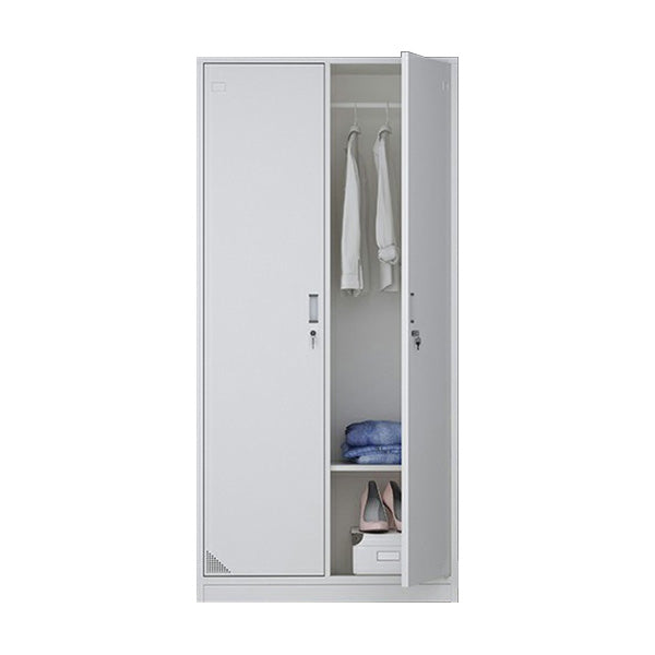Modern Style Gray Storage Cabinet with Hinged Doors Metal Cabinet for Bathroom