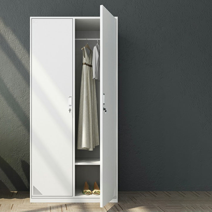Modern Style Gray Storage Cabinet with Hinged Doors Metal Cabinet for Bathroom