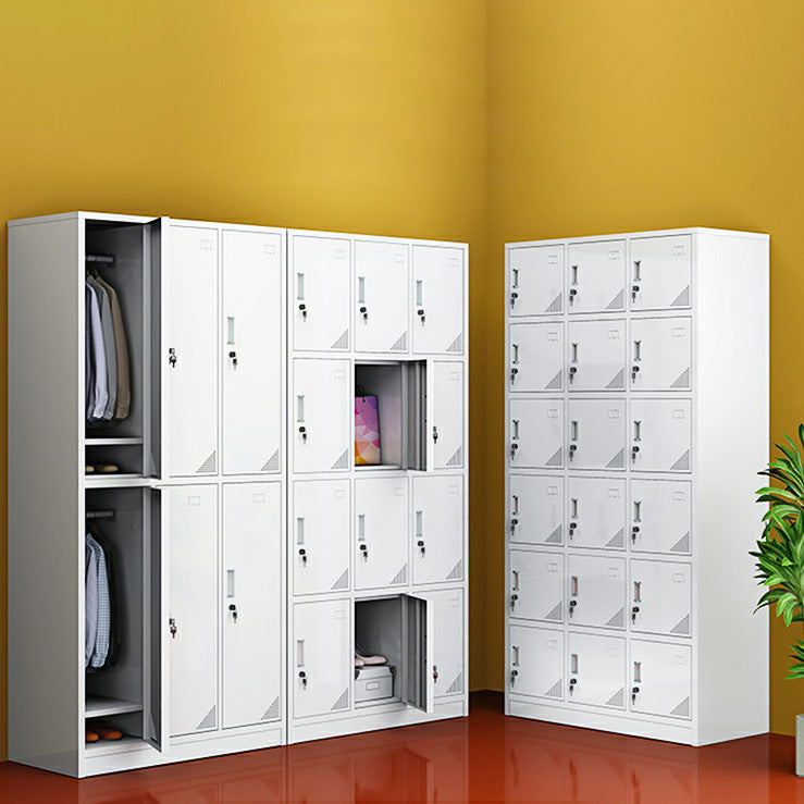 Modern Style Gray Storage Cabinet with Hinged Doors Metal Cabinet for Bathroom