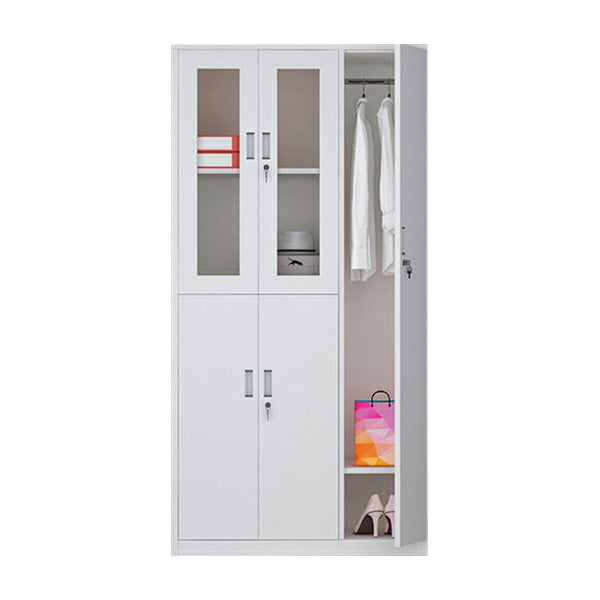 Modern Style Gray Storage Cabinet with Hinged Doors Metal Cabinet for Bathroom