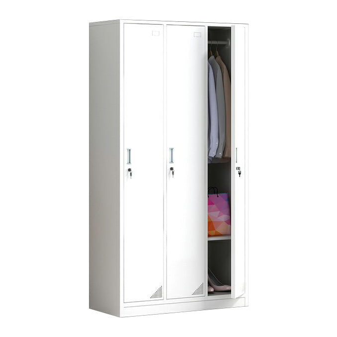 Modern Style Gray Storage Cabinet with Hinged Doors Metal Cabinet for Bathroom