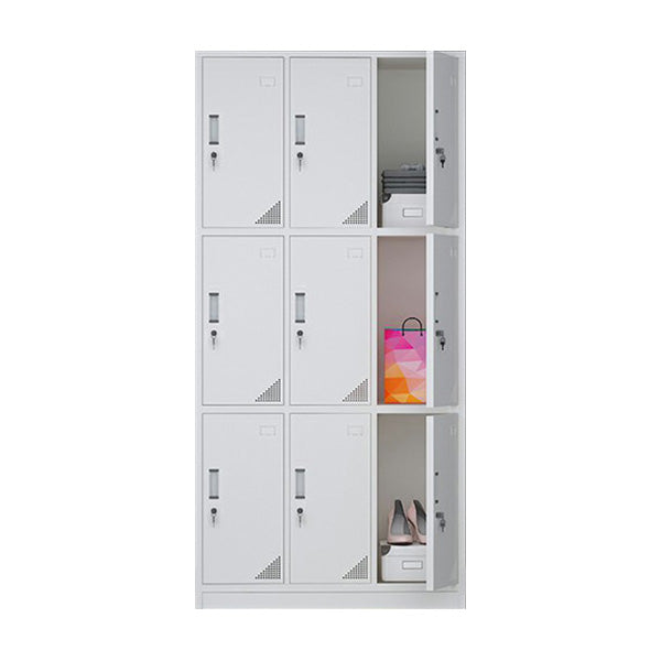Modern Style Gray Storage Cabinet with Hinged Doors Metal Cabinet for Bathroom