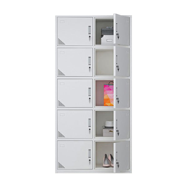 Modern Style Gray Storage Cabinet with Hinged Doors Metal Cabinet for Bathroom