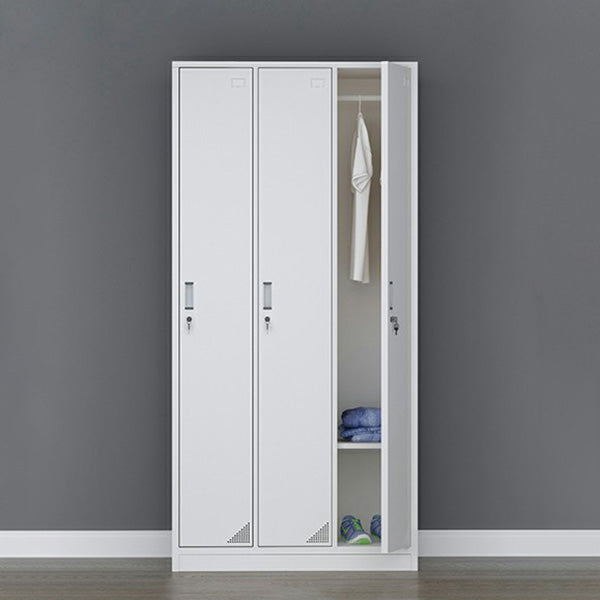 Modern Style Gray Storage Cabinet with Hinged Doors Metal Cabinet for Bathroom
