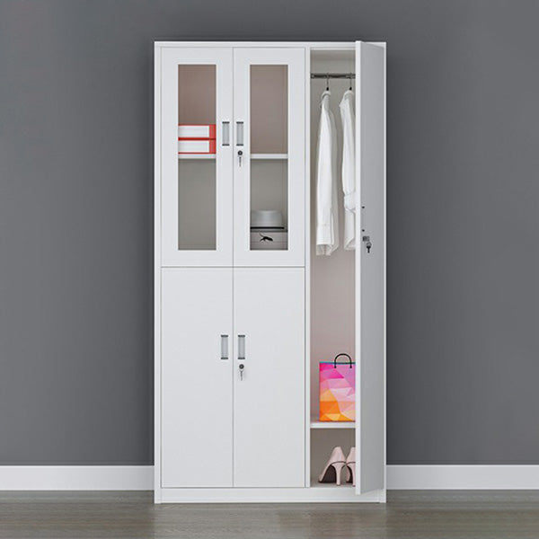 Modern Style Gray Storage Cabinet with Hinged Doors Metal Cabinet for Bathroom
