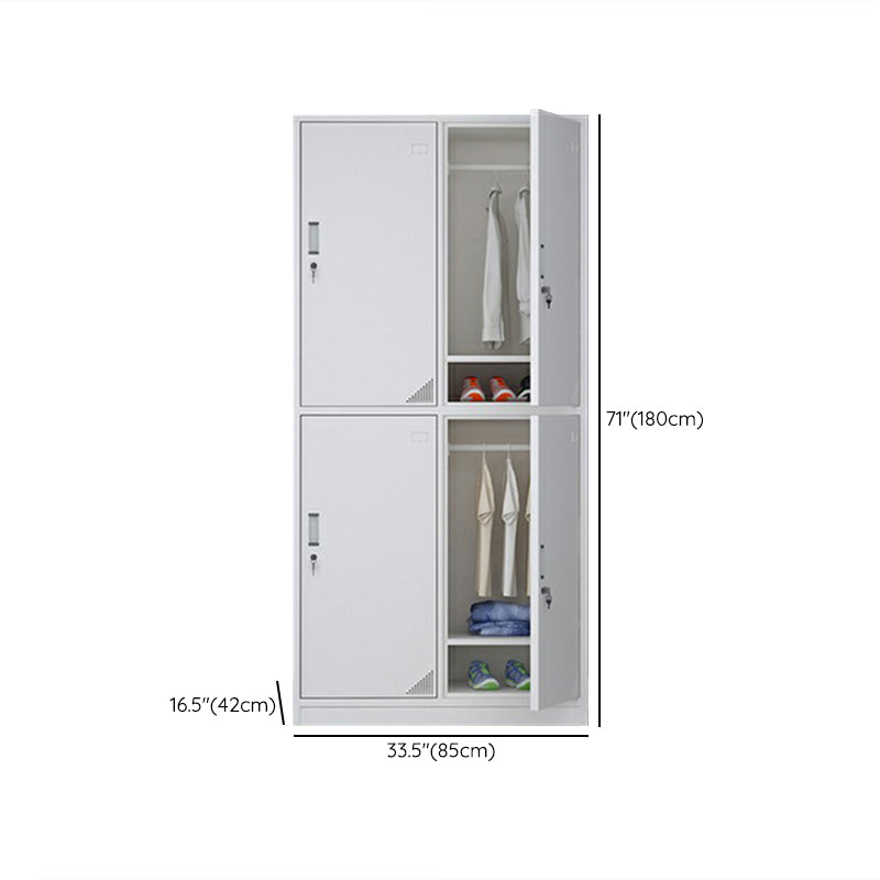 Modern Style Gray Storage Cabinet with Hinged Doors Metal Cabinet for Bathroom