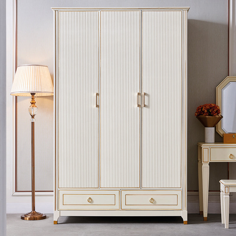 Solid Wood Wardrobe Cabinet French Country White Wardrobe Armoire