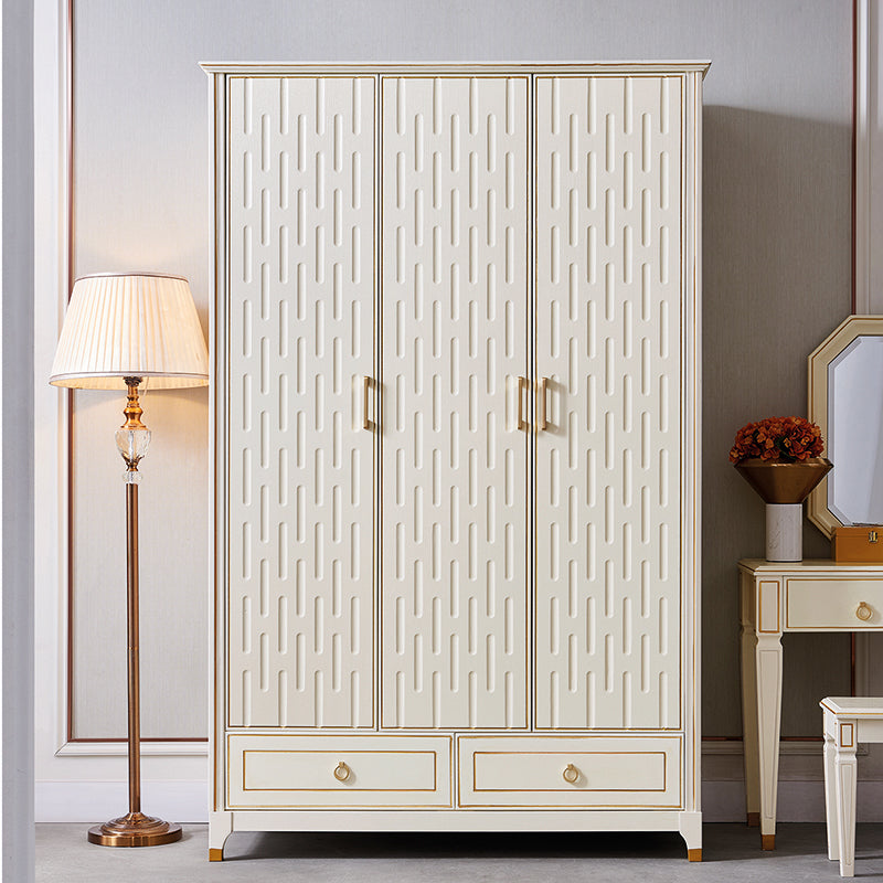 Solid Wood Wardrobe Cabinet French Country White Wardrobe Armoire