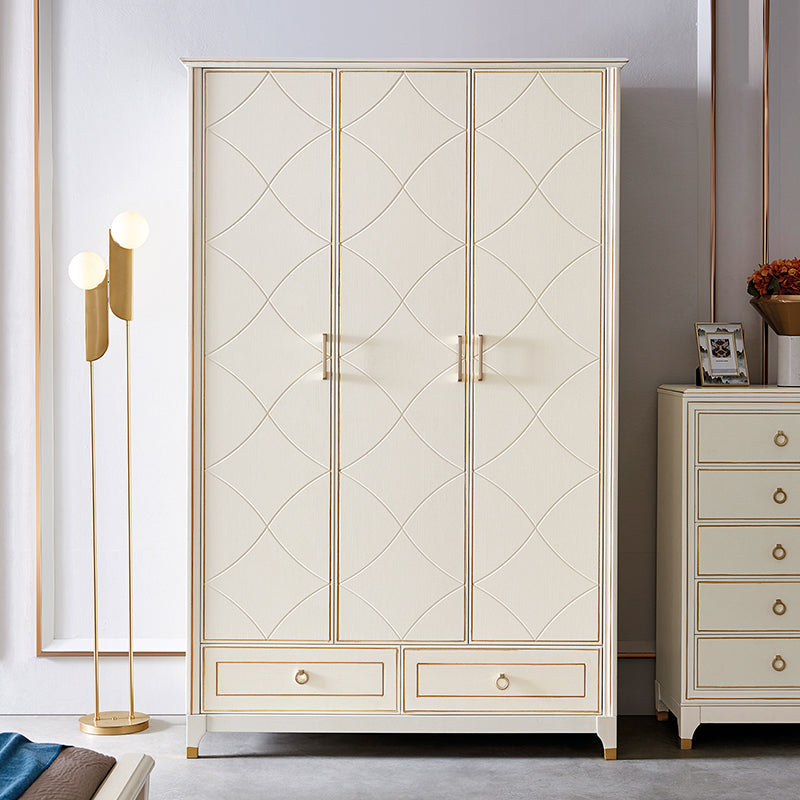 Solid Wood Wardrobe Cabinet French Country White Wardrobe Armoire