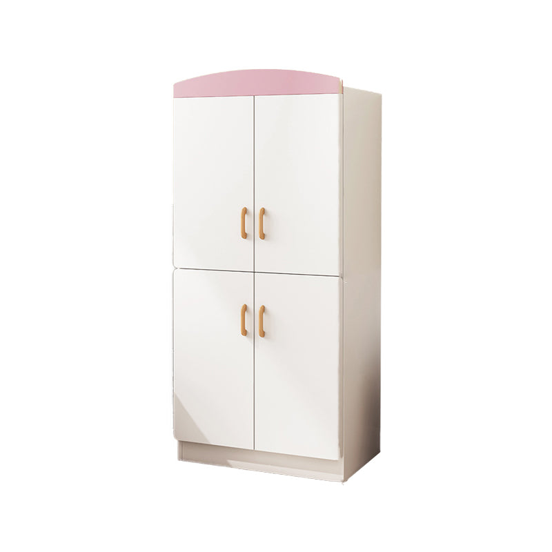 Engineered Wood Wardrobe Armoire White and Pink Wardrobe Cabinet