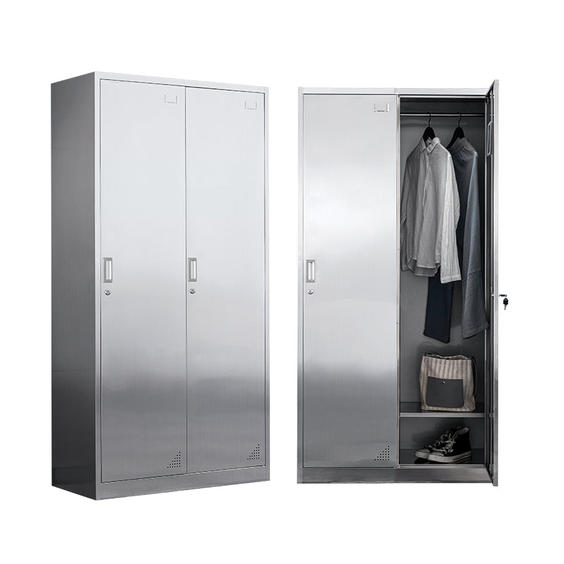 Modern Hinged Door Storage Cabinet Chrome Metal Armoire for Bathroom