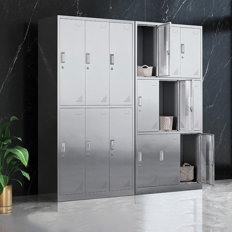 Modern Hinged Door Storage Cabinet Chrome Metal Armoire for Bathroom