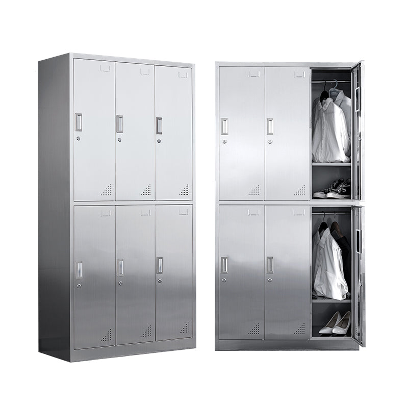 Modern Hinged Door Storage Cabinet Chrome Metal Armoire for Bathroom
