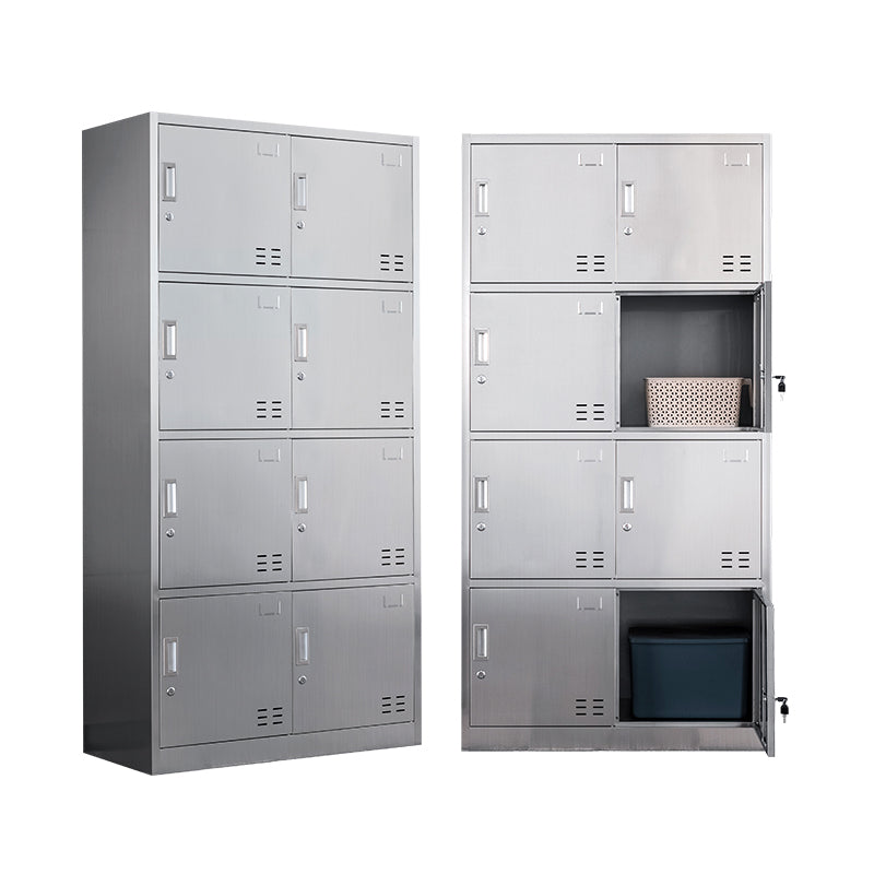 Modern Hinged Door Storage Cabinet Chrome Metal Armoire for Bathroom