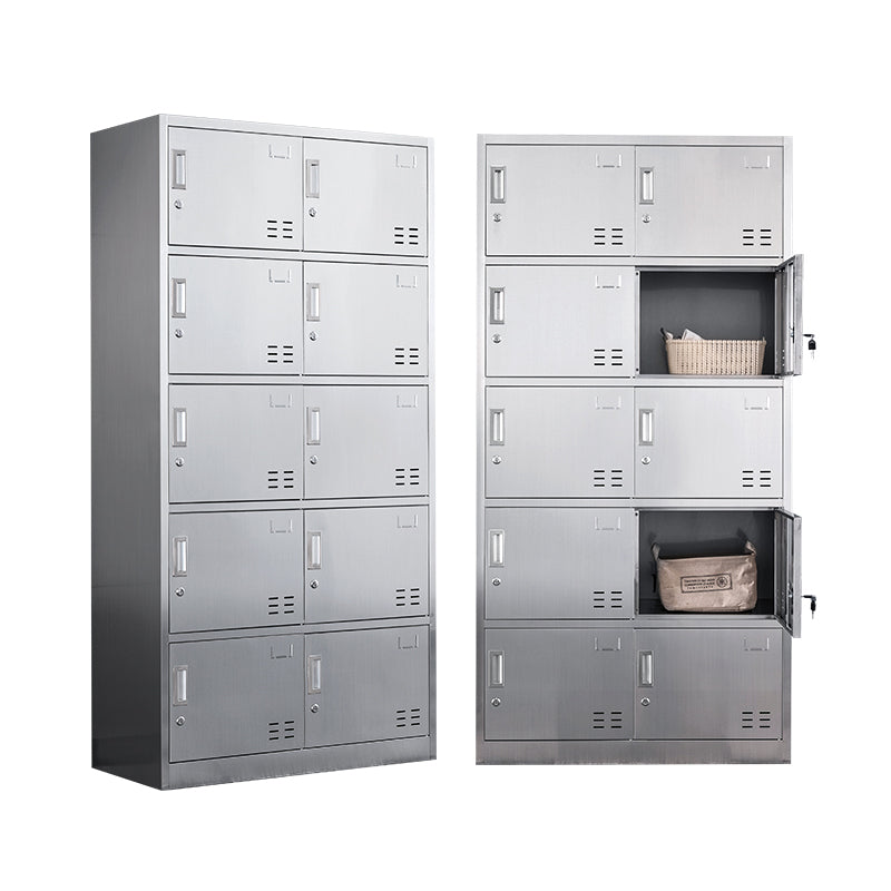 Modern Hinged Door Storage Cabinet Chrome Metal Armoire for Bathroom