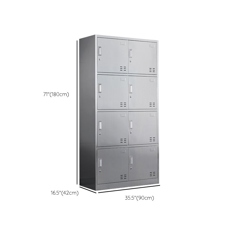 Modern Hinged Door Storage Cabinet Chrome Metal Armoire for Bathroom