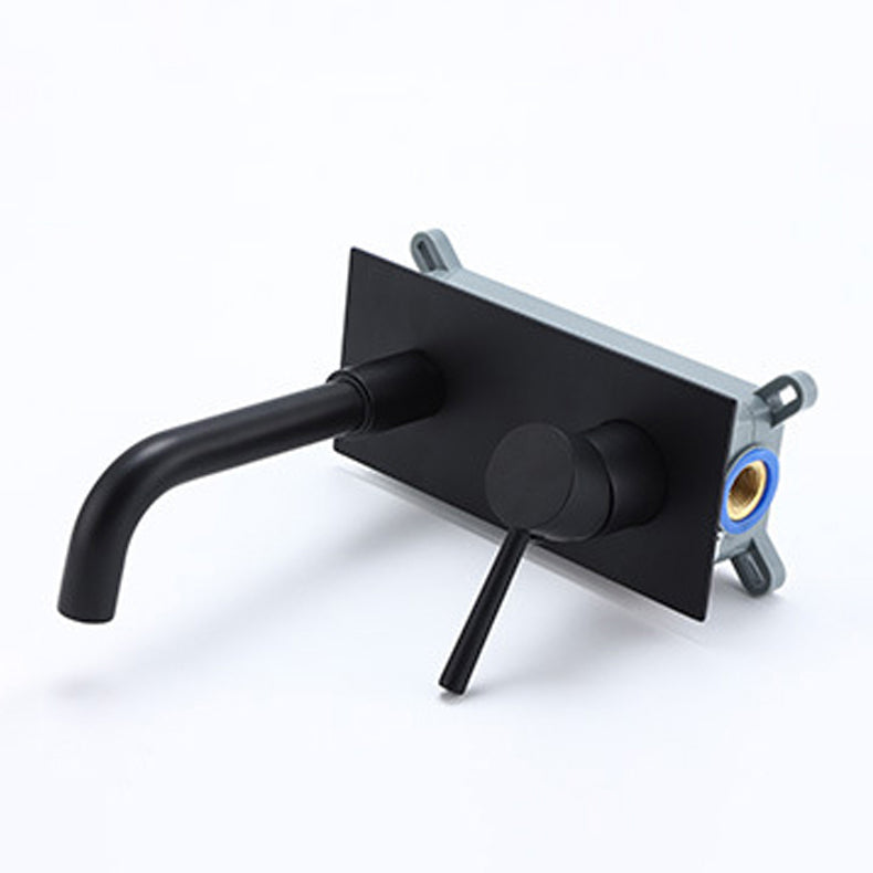 Contemporary Wall Mounted Bathroom Faucet Lever Handles Solid Brass Cubic Faucet