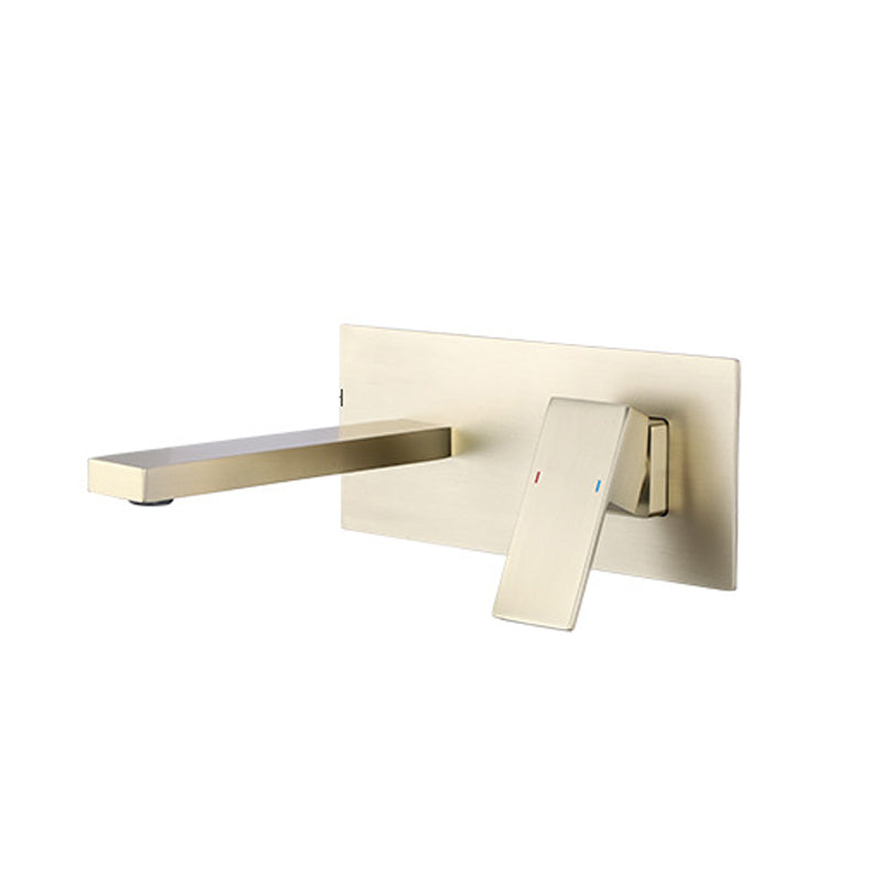 Contemporary Wall Mounted Bathroom Faucet Lever Handles Solid Brass Cubic Faucet