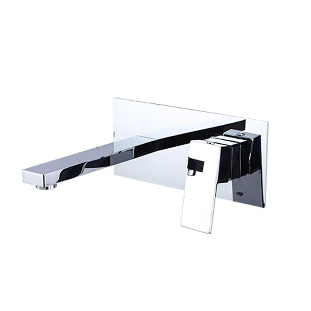 Contemporary Wall Mounted Bathroom Faucet Lever Handles Solid Brass Cubic Faucet