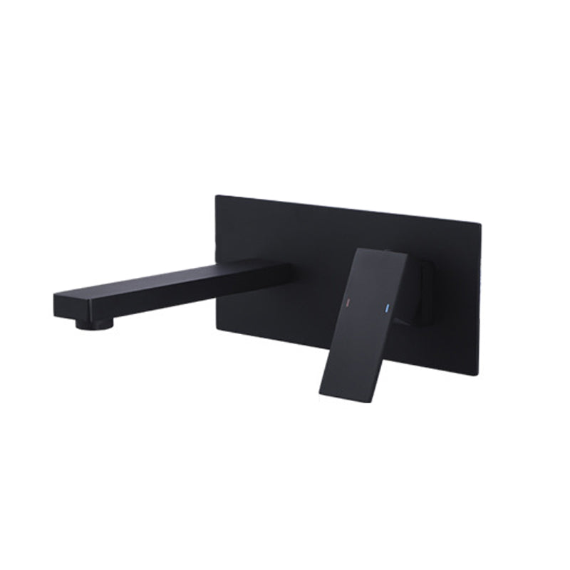 Contemporary Wall Mounted Bathroom Faucet Lever Handles Solid Brass Cubic Faucet