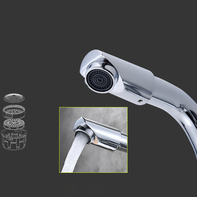 Chrome Circular Vessel Sink Faucet Swivel Spout Faucet for Bathroom