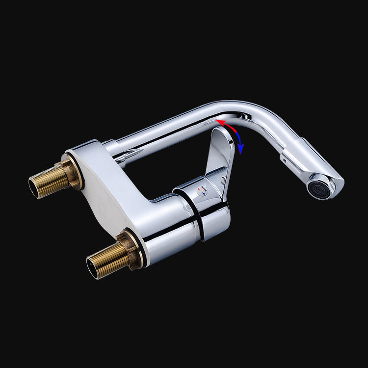 Chrome Circular Vessel Sink Faucet Swivel Spout Faucet for Bathroom