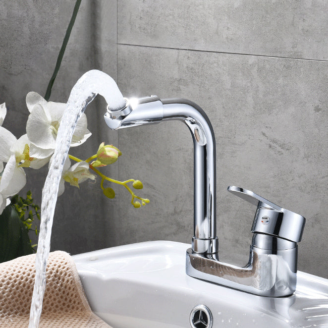 Chrome Circular Vessel Sink Faucet Swivel Spout Faucet for Bathroom