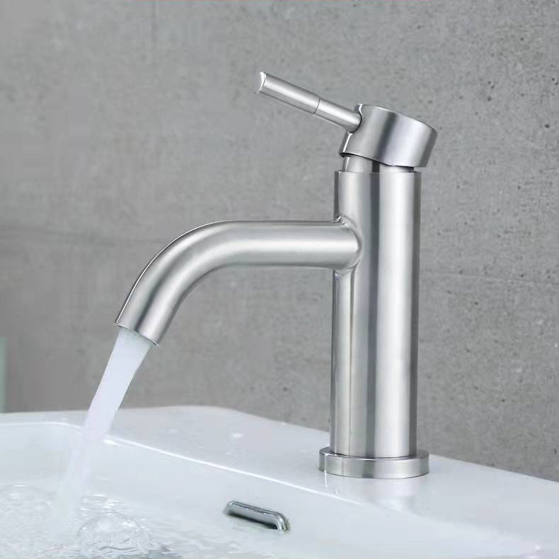 Stainless Steel Bathroom Faucet Chrome Lever Handle Sink Faucet with 1 Hole
