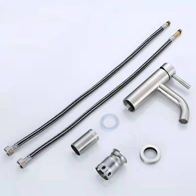 Stainless Steel Bathroom Faucet Chrome Lever Handle Sink Faucet with 1 Hole