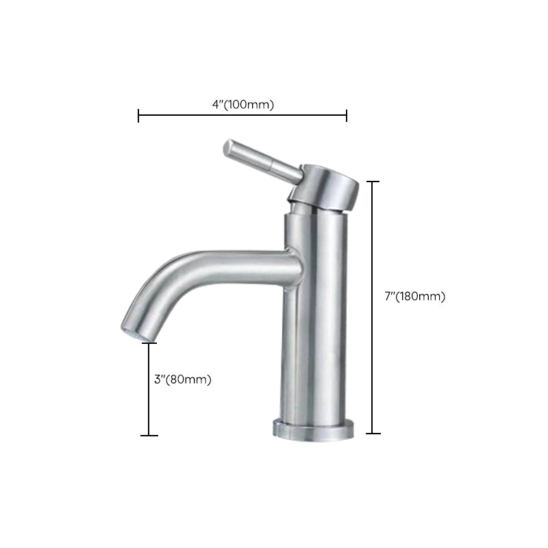 Stainless Steel Bathroom Faucet Chrome Lever Handle Sink Faucet with 1 Hole