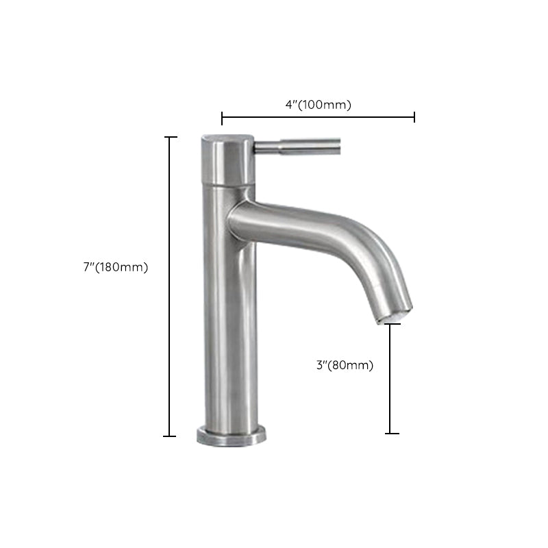 Stainless Steel Bathroom Faucet Chrome Lever Handle Sink Faucet with 1 Hole
