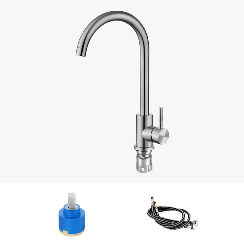 Modern Kitchen Sink Faucet Stainless Steel with Handles and Supply Lines Kitchen Faucet