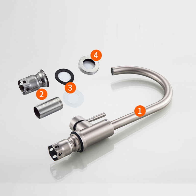 Modern Kitchen Sink Faucet Stainless Steel with Handles and Supply Lines Kitchen Faucet