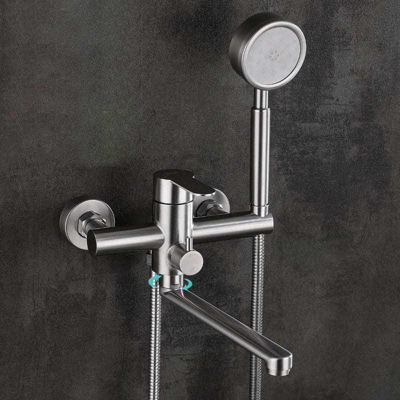 Wall Mounted Metal Tub Filler Low Arc Swivel Bathroom Faucet