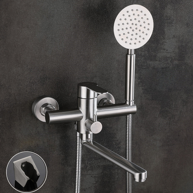 Wall Mounted Metal Tub Filler Low Arc Swivel Bathroom Faucet