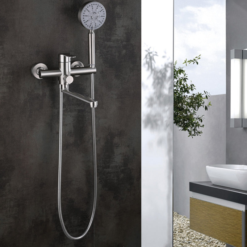 Wall Mounted Metal Tub Filler Low Arc Swivel Bathroom Faucet