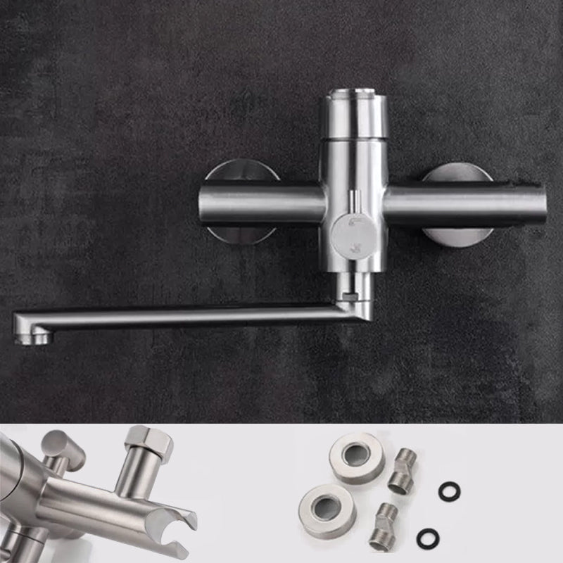 Wall Mounted Metal Tub Filler Low Arc Swivel Bathroom Faucet