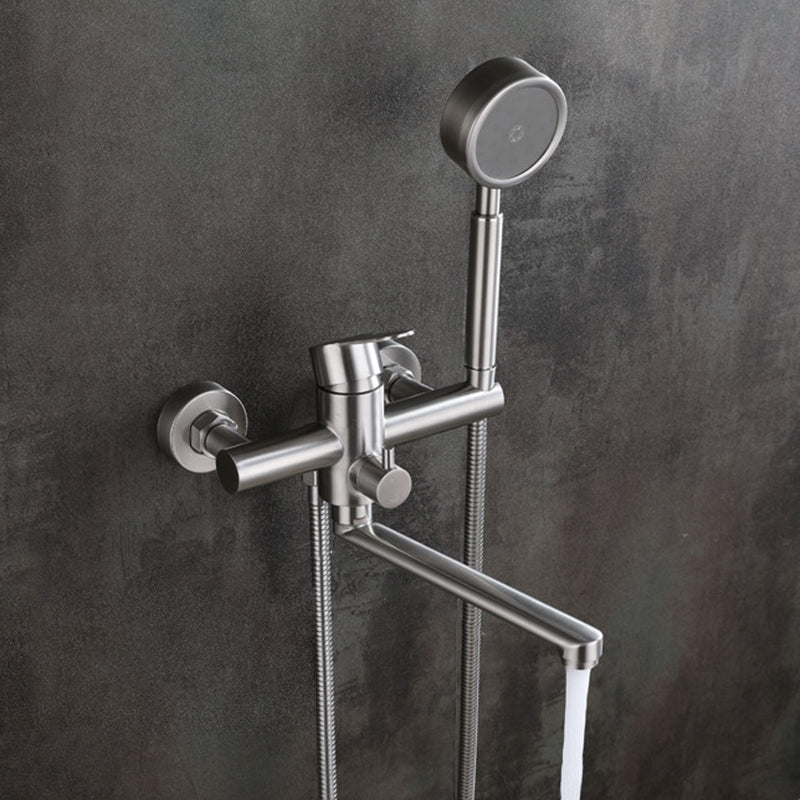 Wall Mounted Metal Tub Filler Low Arc Swivel Bathroom Faucet