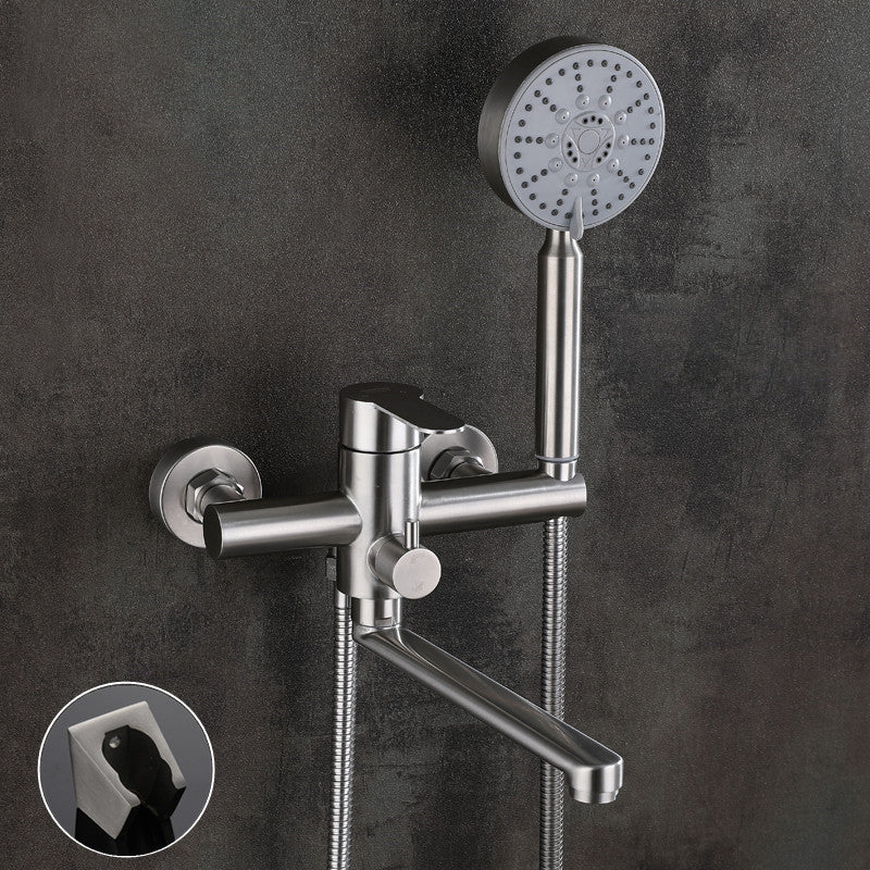 Wall Mounted Metal Tub Filler Low Arc Swivel Bathroom Faucet