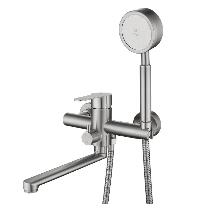 Wall Mounted Metal Tub Filler Low Arc Swivel Bathroom Faucet